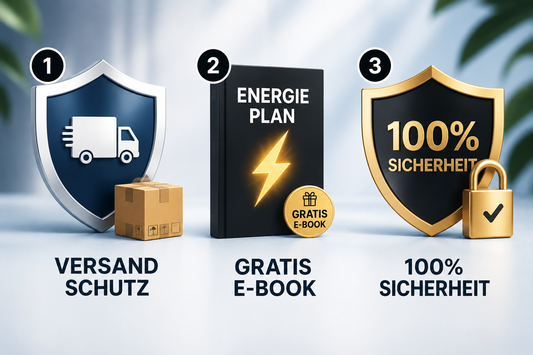 Versandschutz + Reaktivitäts-Plan + 100% Versicherung + Verlängerte Geld-zurück Garantie