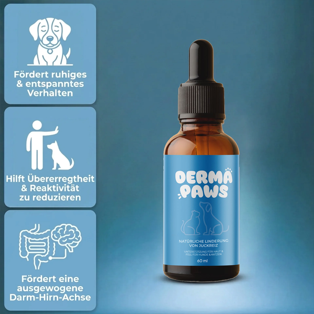 DermaPaws – Von Tierärzten empfohlene Tropfen zur Unterstützung bei Darmfunktionsstörungen &  Linderung von Juckreiz