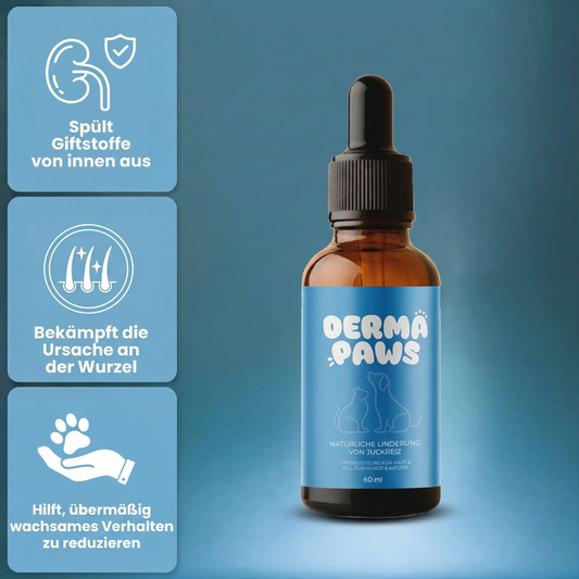 DermaPaws – Von Tierärzten empfohlene Tropfen zur Unterstützung der Nierenfunktion &  Linderung von Juckreiz